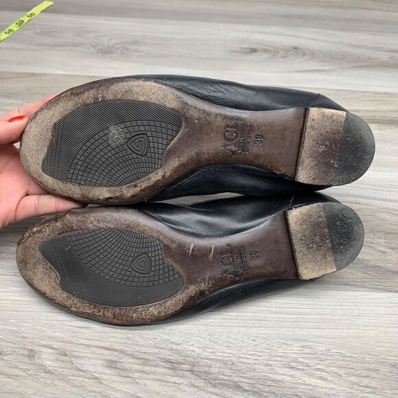 AGL Black Leather Patent Leather CapToe Ballet Flats Shoes Women Size 39 US 9 - Picture 4 of 13